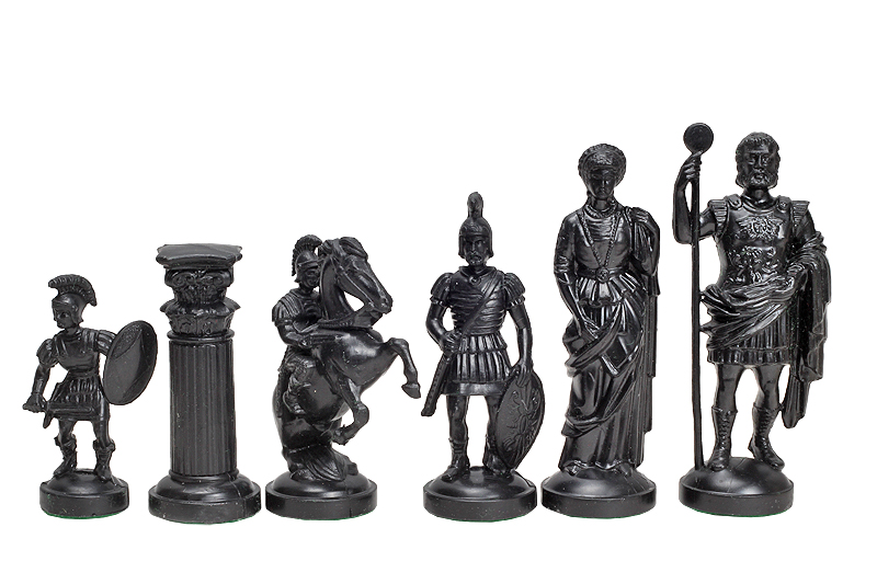 Figury szachowe stylizowane na Cesarstwo Rzymskie, kremowo-czarne (król 98 mm)