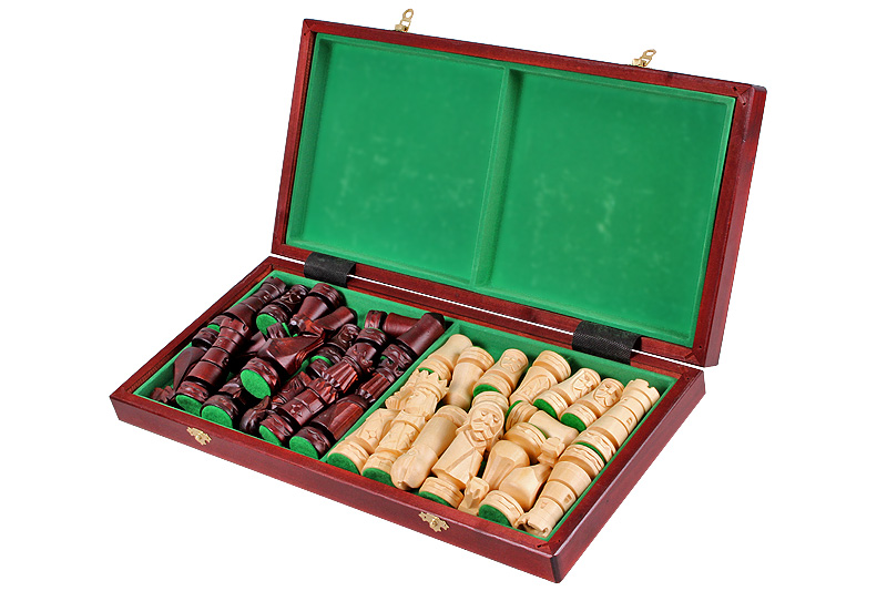 DUŻE SZACHY ZAMKOWE Rzeźbione Drewniane (49x48 cm)