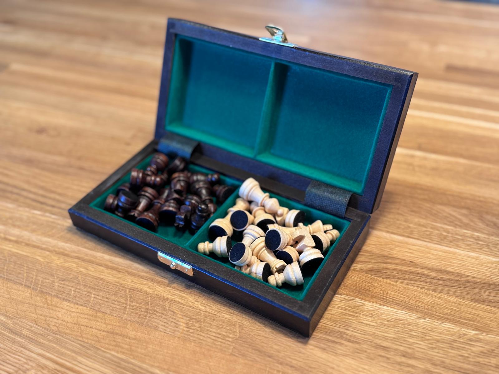 Szachy drewniane szkolne mini 20 cm x 20 cm