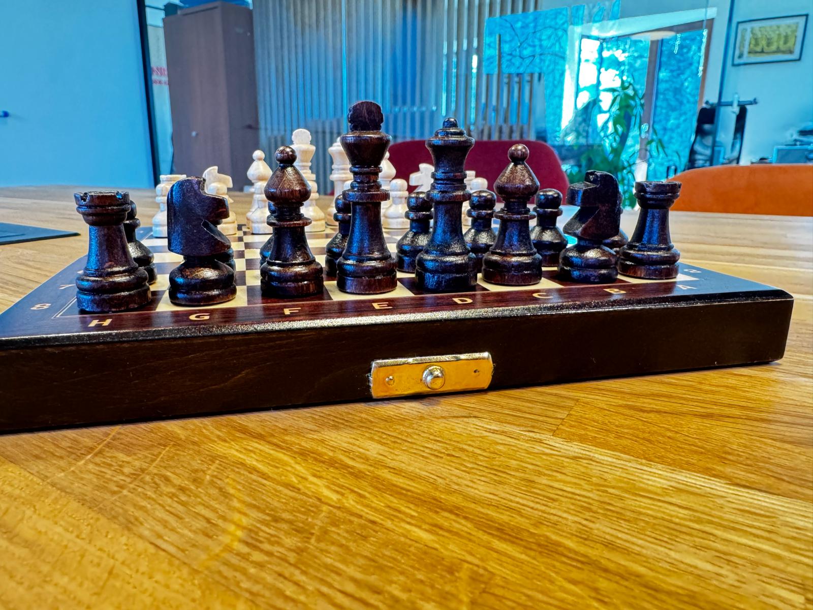 Szachy drewniane szkolne mini 20 cm x 20 cm