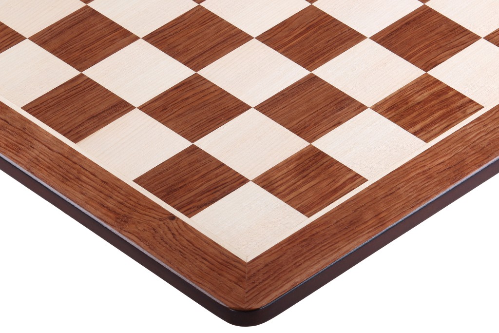 Deska szachowa nr 4 (bez opisu) paduk/klon (intarsja) - okrągłe rogi