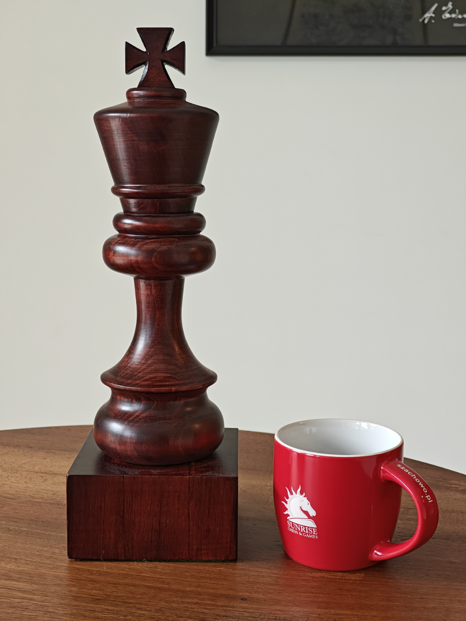 Puchar szachowy drewniany - Czarny Król