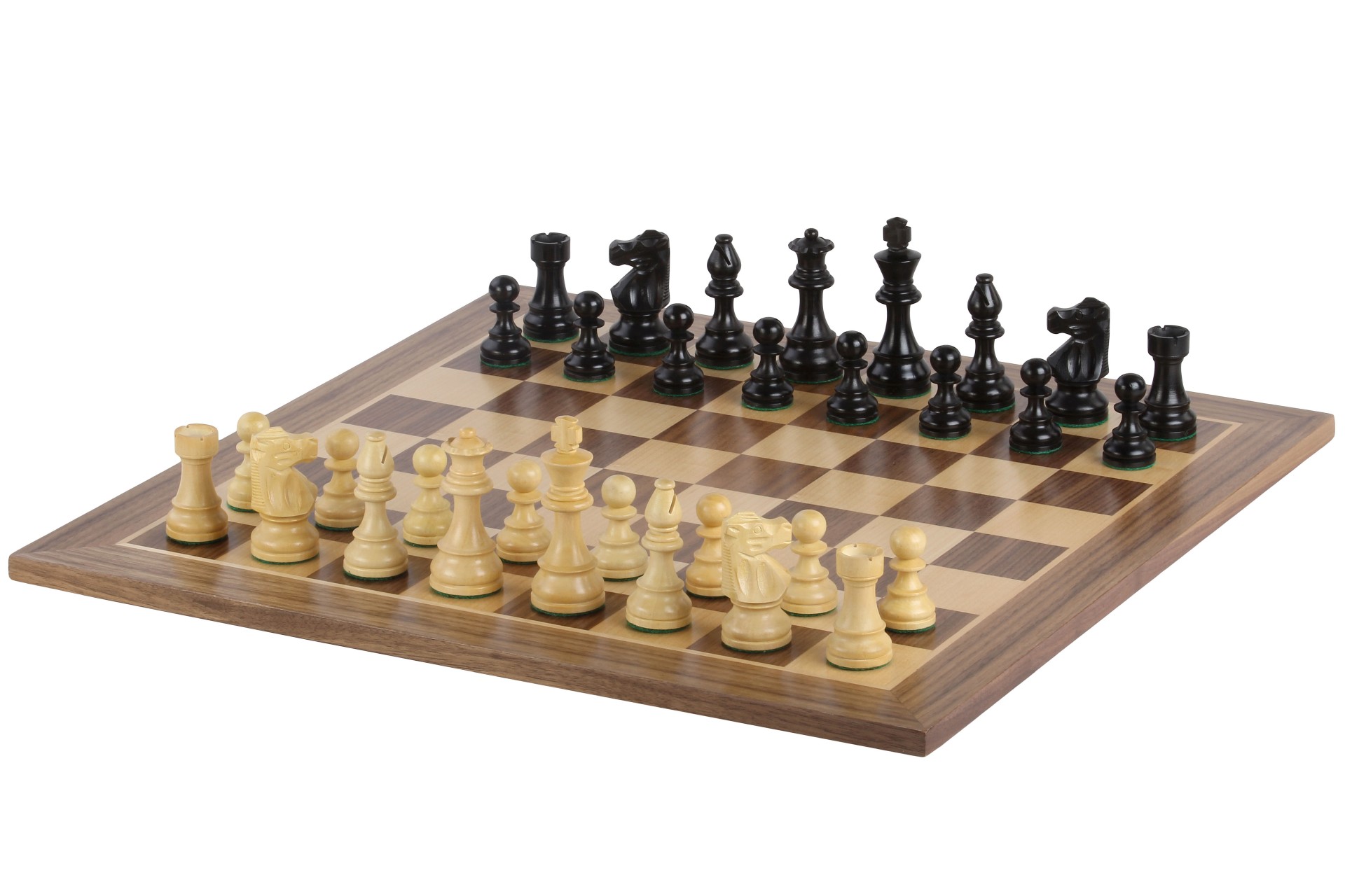 No5 Walnut Chessboard+ 3.5″ French Ebonised pieces