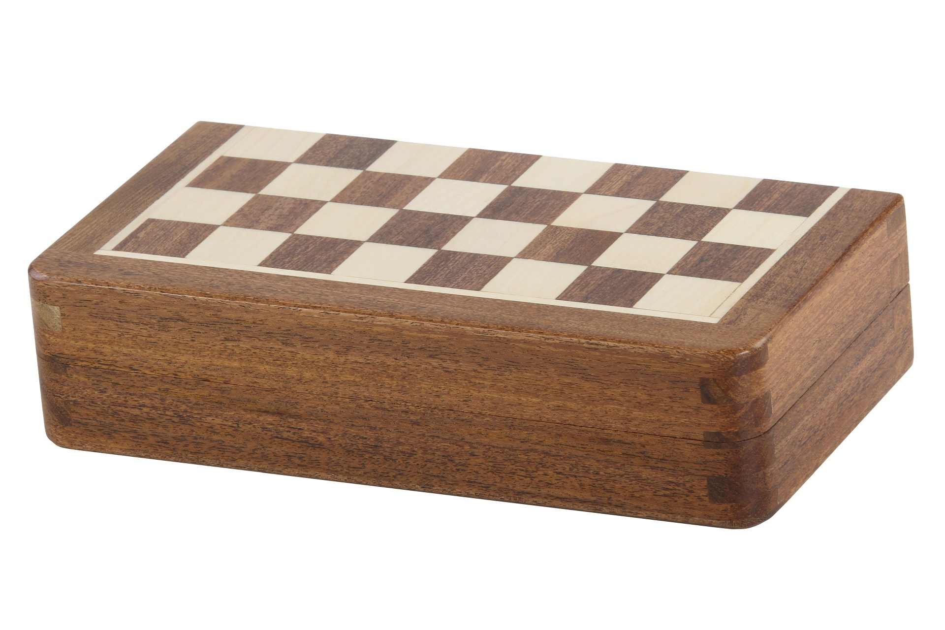 Szachy MAGNETYCZNE mini z intarsjowaną szachownicą 18 cm