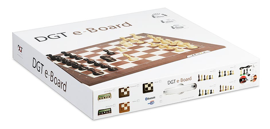 Szachownica elektroniczna DGT USB, orzech/klon + figury Timeless
