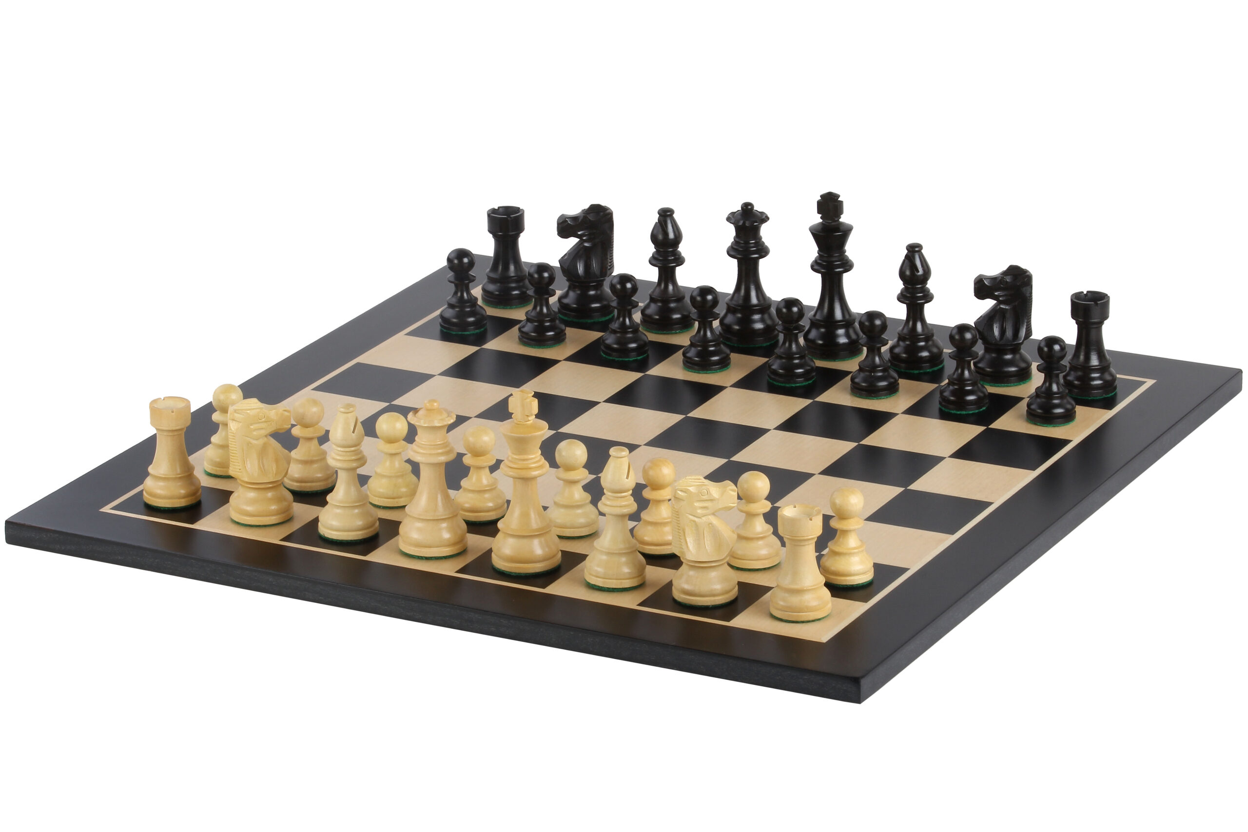 Zestaw szachowy French Lardy – szachownica hebanizowana (pole 58 mm), figury (król 96 mm)