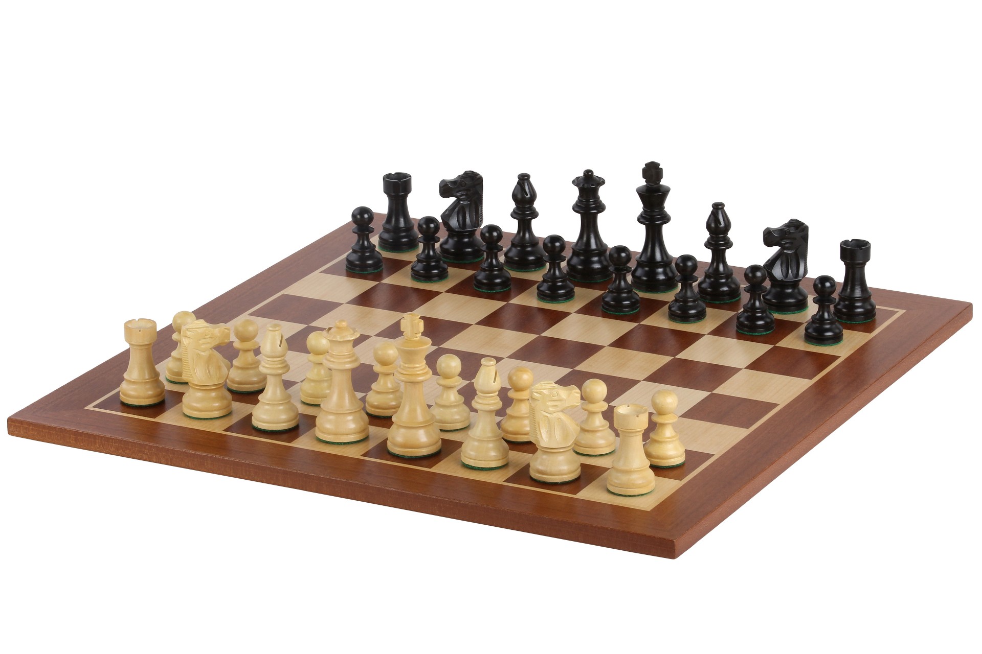 Zestaw szachowy French Lardy - szachownica mahoniowa (pole 58 mm), figury (król 96 mm)